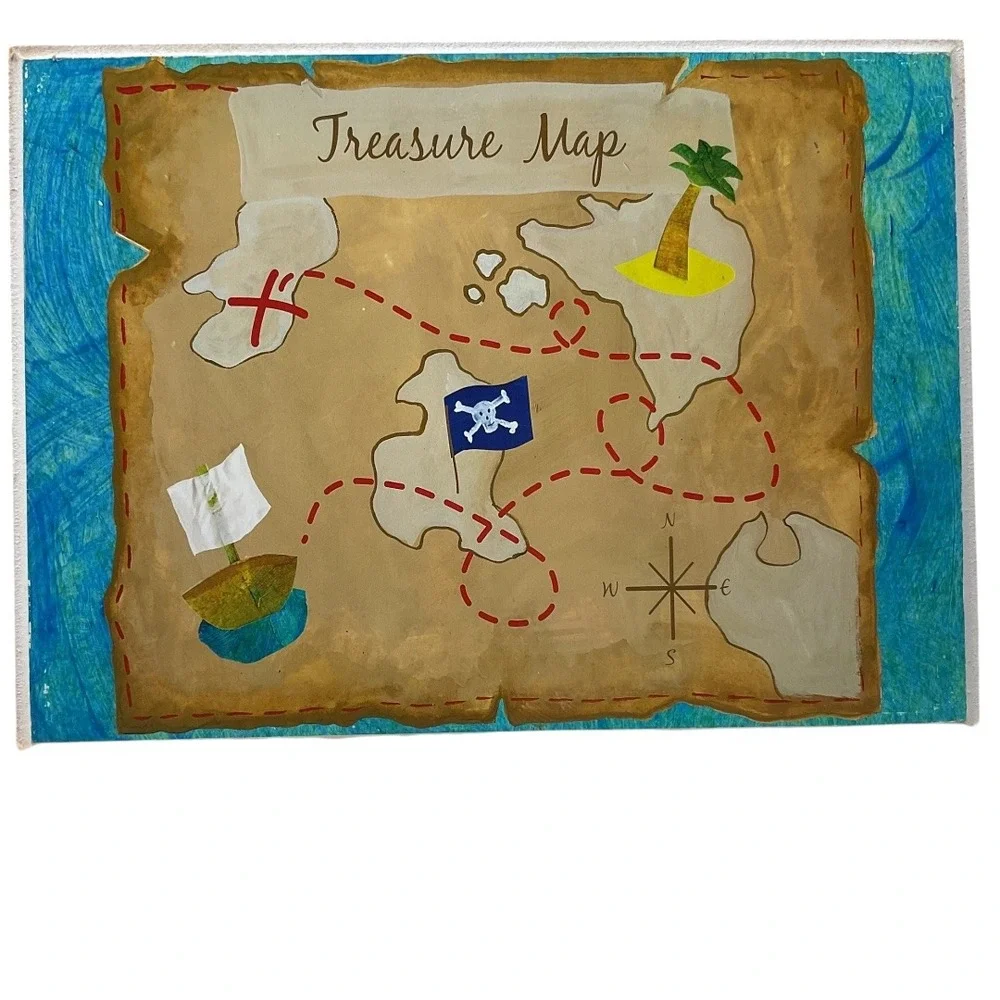 Lane Dee‎ Signs Kids Room by Stupell Pirate's Treasure Map Rectangle Wall Plaque